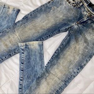 Philip Plein Studded Distressed Washed Denim Jeans